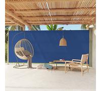 Pannelli laterali retrattili per esterni, 220 x 600 cm, resistenti ai raggi UV, per terrazze e balconi, chiusura automatica, in tessuto blu, parasole