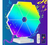 Pannelli luminosi a LED triangolari, Confezione da 6 luci LED triangolari per configurazione di gioco compatibili con Google e Alexa, telecomandata sincronizzazione con musica (Desktop déco, 6)