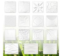 Pannelli murali 3D, canna da zucchero e fibra di bambù bianchi - pannelli naturali al 100% Rivestimento murale (50x50cm JULIA, 5 metri quadrati), rivestimento, piastrella per soffi