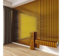 Pannelli murali autoadesivi con scanalature 3D, rivestimenti murali acustici isolanti for l'arredamento d'interni, carta da parati a doghe in PVC e pannelli in schiuma(C,58x300cm/1.9x9.84ft)