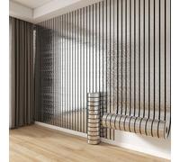 Pannelli murali autoadesivi con scanalature 3D, rivestimenti murali acustici isolanti for l'arredamento d'interni, carta da parati a doghe in PVC e pannelli in schiuma(D,40x300cm/1.31x9.84ft)