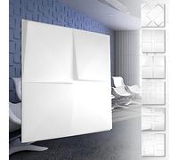 Pannelli murali in PVC 3D - rivestimento murale bianco con effetto 3D - motivi a cubo (2QM confezione economica HD132 50x50cm) Idee per lo sfondo del soggiorno
