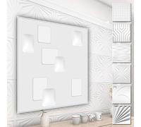 Pannelli murali in PVC 3D - rivestimento murale bianco con effetto 3D - motivi astratti (2QM dimensione economica HD009 50x50cm) Pannelli per decorazione di pareti interne