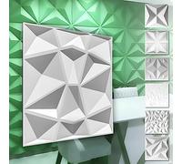 Pannelli murali in PVC 3D - rivestimento murale bianco con effetto 3D - motivi Diamante (3QM dimensione economica HD094 50x50cm) idee di gioco adesivi per soggiorno