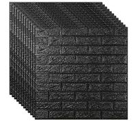 Pannelli Murali,Pannelli 3d Per Parete 10pcs 3D wall sticker pannelli imitazione mattone autoadesivo carta da parati cucina camera letto decorazione soggiorno casa della TV(Black,70cmX77cmX10pcs)