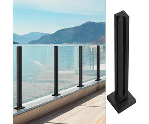Pannelli Neri per Piscina, Terrazza/Patio/corridoio, Ringhiera Quadrata in Acciaio Inox da 2x2 Pollici, per Kit di Staffe per Ringhiera in Vetro Temperato da 10-12 Mm, Corner Post, 95cm/37.5in