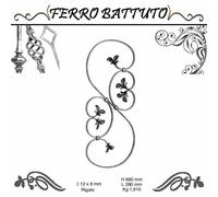 PANNELLI PALETTI FOGLIATI FERRO BATTUTO X SCALA RINGHIERE CANCELLO H 68cm L 28cm