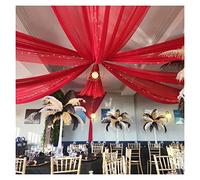 Pannelli per soffitti in chiffon rosso 6 pannelli 5x20 arco di nozze drappeggi in tessuto tende trasparenti drappeggio per cerimonia ricevimento decorazione swag
