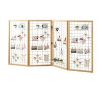 Pannelli pieghevoli da parete in filo metallico espositore per arte e artigianato, 4 pezzi, 60 x 120 cm, pannelli bianchi a griglia con clip e ganci, soluzioni versatili per esposizioni