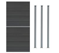 Pannelli Recinzione x2 + 3 Pali Alluminio LED Grigio Doghe PVC 185cm