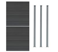 Pannelli Recinzione x2 + 3 Pali Alluminio LED Grigio Doghe PVC 185cm