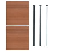 Pannelli Recinzione x2 + 3 Pali Alluminio LED Marrone Doghe PVC 185cm