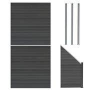 Pannelli Recinzione x2, Elemento Angolare & 4 Pali Metallo 185cm Grigio