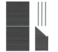 Pannelli Recinzione x2, Elemento Angolare & 4 Pali Metallo 185cm Grigio