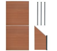 Pannelli Recinzione x2, Elemento Angolare & 4 Pali Metallo 185cm Marrone