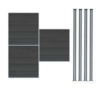 Pannelli Recinzione x3 + 4 Pali Alluminio LED Grigio Doghe PVC 185cm