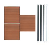 Pannelli Recinzione x3 + 4 Pali Alluminio LED Marrone Doghe PVC 185cm
