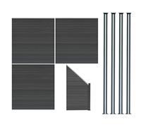 Pannelli Recinzione x3, Elemento Angolare & 5 Pali Metallo 185cm Grigio