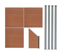 Pannelli Recinzione x3, Elemento Angolare & 5 Pali Metallo 185cm Marrone