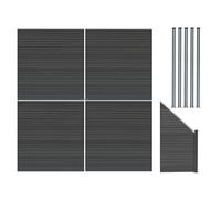 Pannelli Recinzione x4, Elemento Angolare & 6 Pali Metallo 185cm Grigio