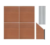Pannelli Recinzione x4, Elemento Angolare & 6 Pali Metallo 185cm Marrone