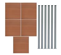 Pannelli Recinzione x5 + 6 Pali Alluminio LED Marrone Doghe PVC 185cm