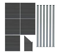 Pannelli Recinzione x5, Elemento Angolare & 7 Pali Metallo 185cm Grigio