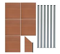 Pannelli Recinzione x5, Elemento Angolare & 7 Pali Metallo 185cm Marrone