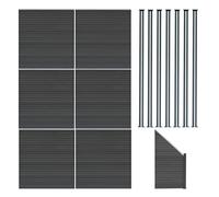 Pannelli Recinzione x6, Elemento Angolare & 8 Pali Metallo 185cm Grigio