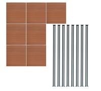 Pannelli Recinzione x7 + 8 Pali Alluminio LED Marrone Doghe PVC 185cm