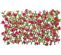 Pannelli retrattili da giardino in legno con fiori e foglie artificiali, recinzione espandibile per una maggiore privacy esterna, design colorato 825