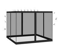 Pannelli Schermo Per Gazebo - 4 Pezzi Zanzariere a Rete Per Gazebo,3x3M Anti-Insetti Rete Ombreggiante Ventilazione UV Per Spiaggia Giardino Cortile Campeggio