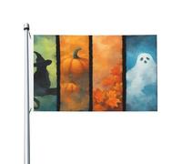 Pannelli verticali di Halloween fantasma gatto nero zucca bandiere per la casa da cortile, 0,9 x 1,5 m banner di auguri con occhielli per interni ed esterni feste decorazioni per la casa