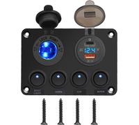 Pannello 4 interruttori rocker con presa accendisigari 12V Offroad 4x4