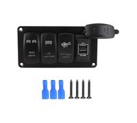 Pannello a doppio interruttore per luci 12/24 V con 3 interruttori a levetta per barra luminosa a LED posteriore, luci fuoristrada, porta di ricarica USB da 3,4 A per auto, grado