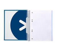 Pannello a spirale Lidercarta A5 Micro Antartik coperchio foderato, 120 g, 90 mm, 5 bandiere/6 fori colore blu scuro