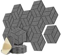 Pannello Acustico Esagonale Adesivi murali in feltro fonoassorbenti autoadesivi for assorbire il rumore di fondo e decorare per Pareti(Dark gray,12 PCS)