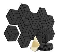 Pannello Acustico Esagonale Pannelli murali autoadesivi insonorizzati a figura solida for assorbire il rumore per Pareti(Black)
