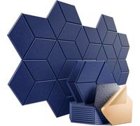 Pannello Acustico Esagonale Pannello in feltro fonoassorbente autoadesivo con design a Y for assorbire il rumore ed eliminare gli echi per Pareti(Dark blue,4 PCS)