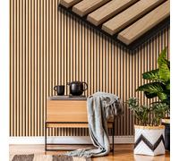 Pannello Acustico Feltro e fibra di legno Lamelli millerighe ROVERE CHIARO 120x34x1,5