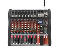 Pannello audio professionale a 8 canali con Bluetooth, USB 48 V, alimentazione phantom, 3 bande EQ 2,48 pollici, regolatore di smorzamento a 10 segmenti, indicatore di livello LED, live studio, dj