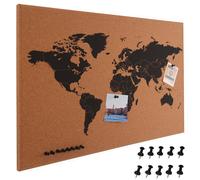 Pannello Bacheca Mappamondo Globo in Sughero 60x40cm da Parete con 10 Puntine