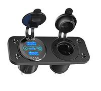 Pannello caricabatterie da auto, 12V-24 porte USB doppie QC3.0 + porta PD presa di ricarica con interruttore di tocco- adattatore accendisigari + interruttore ON/OFF (Pannello a 2 fori)