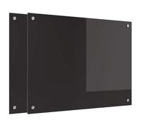 Pannello Cucina 2 Pezzi Nero 80 x 60 cm in Vetro Temperato, Backsplash | Vetro temperato, resistente al calore, facile da pulire, design moderno, superficie nera