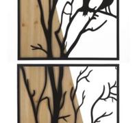 PANNELLO DA MURO BIRD FERRO E WOOD SET 4PZ