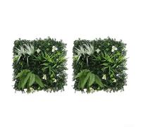 Pannello da parete con piante verdi artificiali per interni ed esterni, tappeto erboso sintetico realistico e flessibile per uffici, negozi, giardini, bar e spazi per eventi, 50 x 50 cm (B)