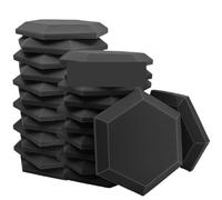 Pannello da parete in schiuma acustica studio, fonoassorbente ad alta densità Per studio, ufficio, trattamento(Black,24 PCS WITH TAPES_SMALL HEXAGON_HIGH DENSITY)