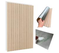 Pannello da parete lamellari 100 x 60 cm, autoadesivo, PVC + schiuma PE 2,8 mm, effetto legno beige/marrone, pannello decorativo 3D, per soggiorno, camera da letto, cucina, bagno, lavabile e