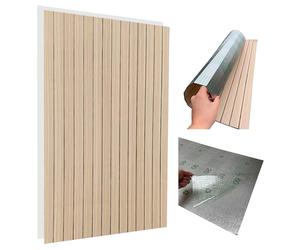 Pannello da parete lamellari 100 x 60 cm, autoadesivo, PVC + schiuma PE 2,8 mm, effetto legno beige/marrone, pannello decorativo 3D, per soggiorno, camera da letto, cucina, bagno, lavabile e