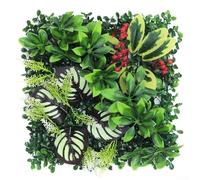 Pannello da parete per piante artificiali, resistente ai raggi UV, 25 x 25 cm, per interni ed esterni, sfondo verde, decorazione, recinzione per la privacy, effetto erba di eucalipto (08)